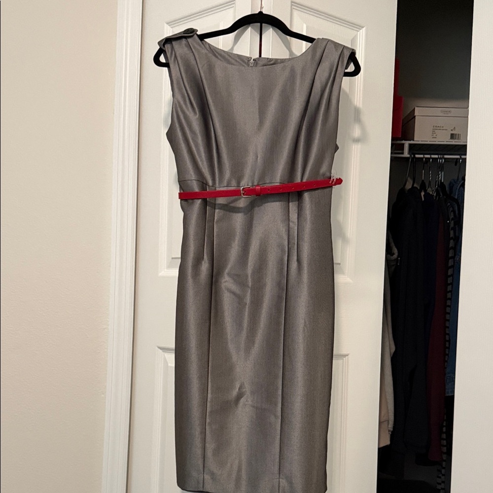Calvin Klein Metallic Gray Sleeveless Sheath Dress